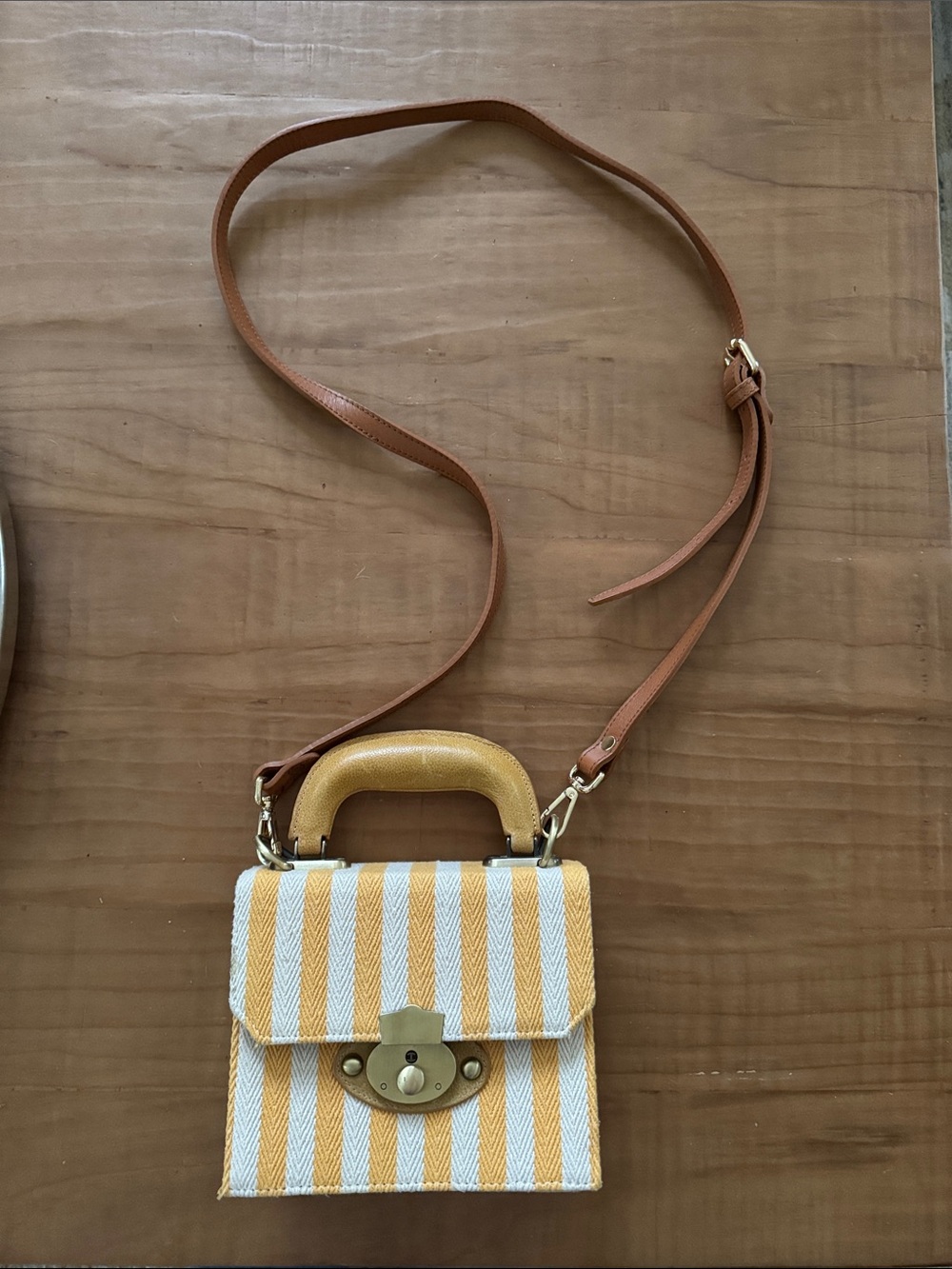 Striped Yellow & White Crossbody Bag Anthropologie